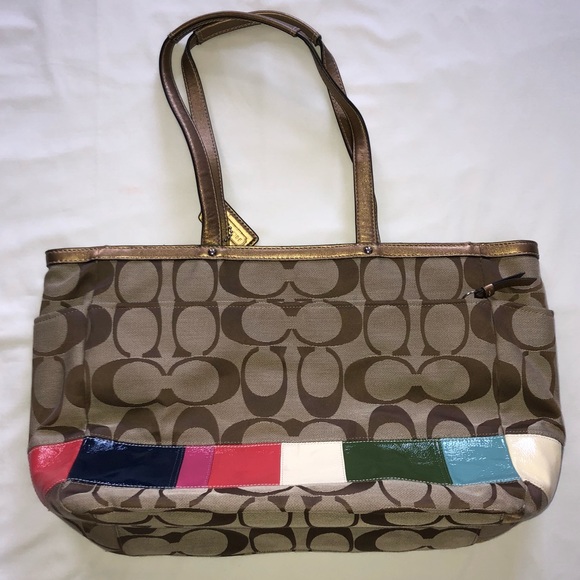 Brown and Taupe Coach Diaper Bag - Picture 2 of 4